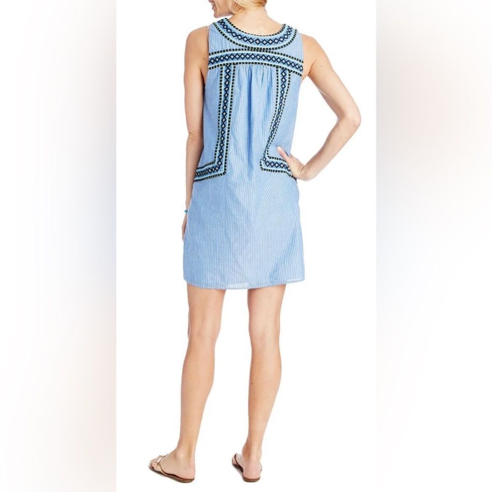 Vineyard Vines Sleeveless Yarn Dye Stripe Embroidered Relaxed Shift Dress. XL. - Picture 4 of 10
